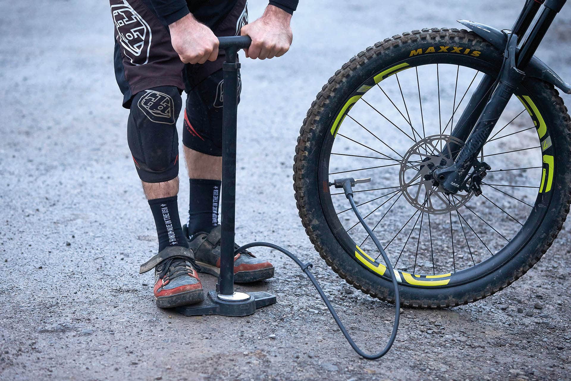 Pumping Up A Mountain Bike Tyre