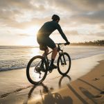 پیراهن آستین بلند CyCling Morvélo Mono Contrast 2025 بر روی تن دوچرخه سوار لب دریا