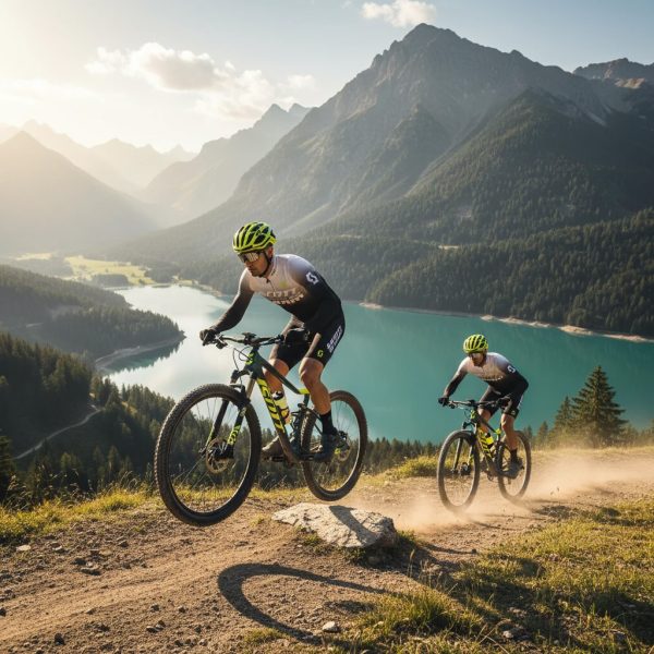 پیراهن آستین کوتاه CYCLING SCOTT SRAM TEAM 2025 بر روی تن دوچرخه سواران